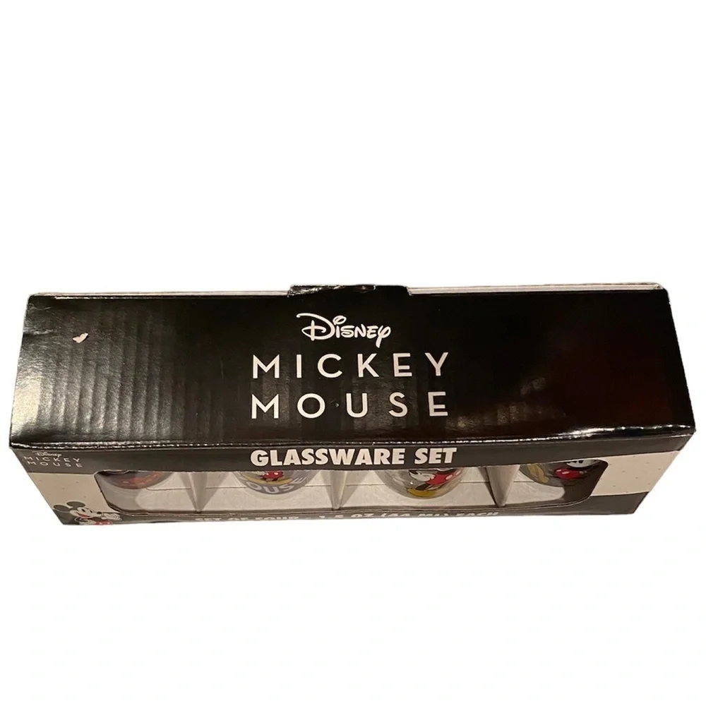 Disney Mickey Mouse Collector Glassware Set  4 Licensed Shot Glasses 1.5…